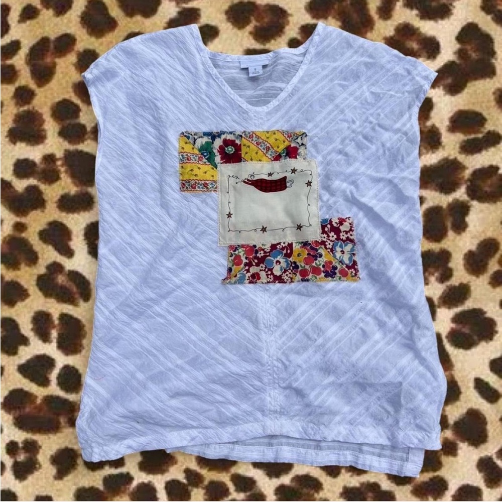 Women’s small handmade white patchwork tank swim cover Liz Claiborne